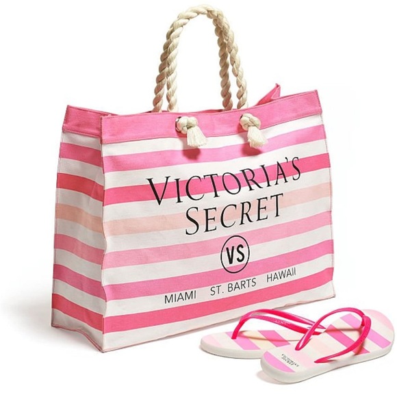 NEW VICTORIA’S SECRET BEACH BAG & FLIP FLOPS size L - Picture 2 of 3